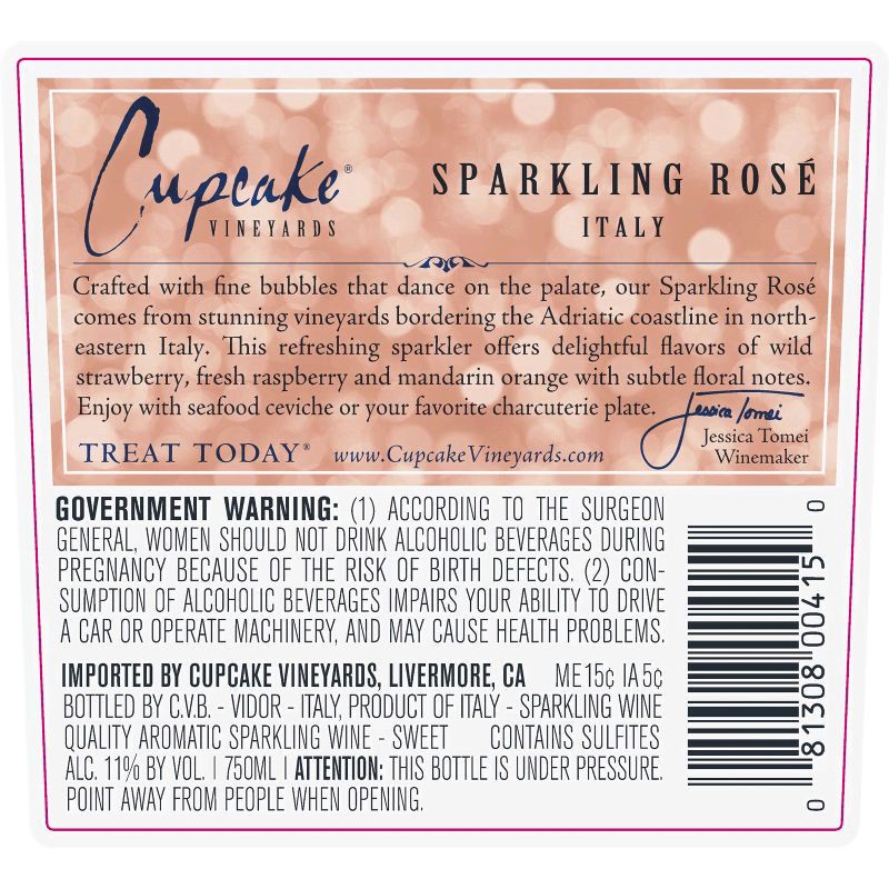 slide 3 of 5, Cupcake Vineyards Cupcake Sparkling Rosé Wine - 750ml Bottle, 750 ml