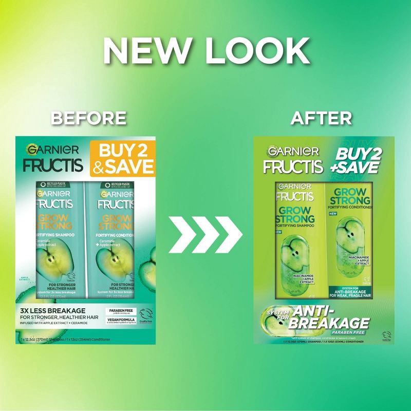 slide 2 of 6, Garnier Fructis Active Fruit Protein Grow Strong Fortifying Shampoo & Conditioner Twin Pack - 24.5 fl oz, 24.5 fl oz