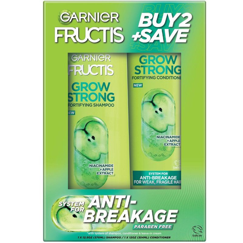 slide 1 of 6, Garnier Fructis Active Fruit Protein Grow Strong Fortifying Shampoo & Conditioner Twin Pack - 24.5 fl oz, 24.5 fl oz