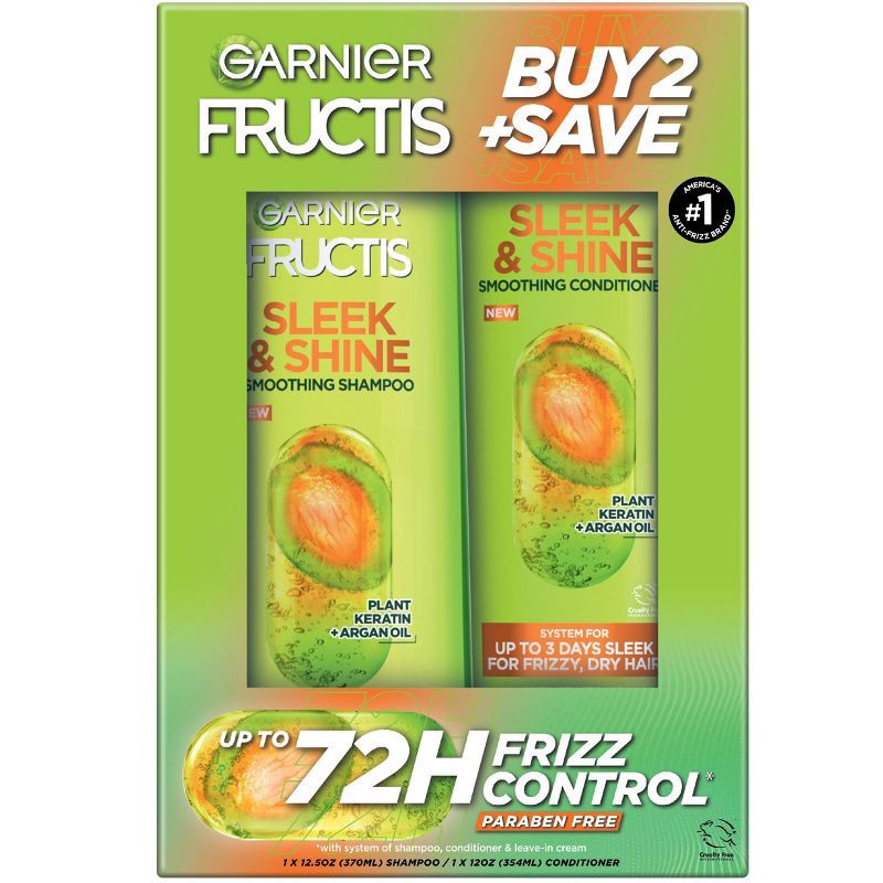 slide 1 of 8, Garnier Fructis Active Fruit Protein Sleek & Shine Shampoo & Conditioner Twin Pack - 24.5 fl oz, 24.5 fl oz