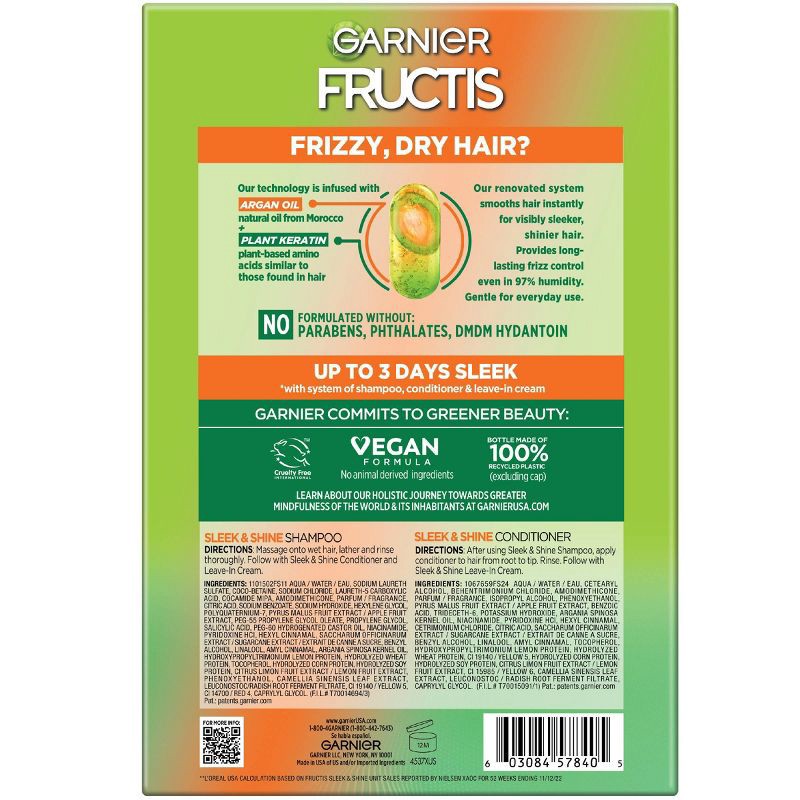 slide 5 of 8, Garnier Fructis Active Fruit Protein Sleek & Shine Shampoo & Conditioner Twin Pack - 24.5 fl oz, 24.5 fl oz