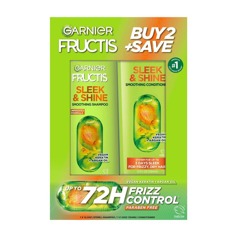 slide 1 of 11, Garnier Fructis Active Fruit Protein Sleek & Shine Shampoo & Conditioner Twin Pack - 24.5 fl oz, 24.5 fl oz