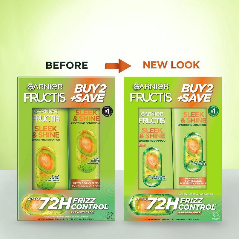 slide 10 of 11, Garnier Fructis Active Fruit Protein Sleek & Shine Shampoo & Conditioner Twin Pack - 24.5 fl oz, 24.5 fl oz