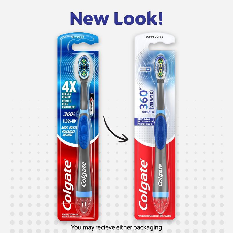 slide 3 of 7, Colgate 360 Total Advanced Floss-Tip Sonic Powered Vibrating Soft Toothbrush, 1 ct