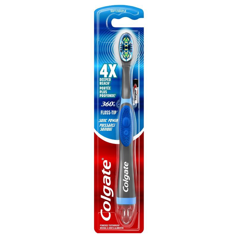 slide 1 of 5, Colgate 360 Total Advanced Floss-Tip Sonic Powered Vibrating Soft Toothbrush, 1 ct