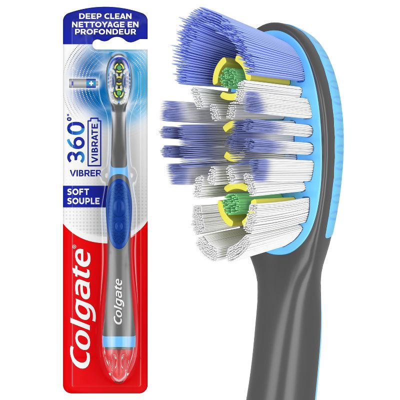 slide 1 of 7, Colgate 360 Total Advanced Floss-Tip Sonic Powered Vibrating Soft Toothbrush, 1 ct