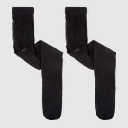 Girls' 2pk High Waisted Pantyhose - Cat & Jack™ Black 4-6x
