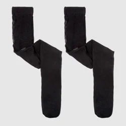 Girls' 2pk High Waisted Pantyhose - Cat & Jack™ Black 7-10