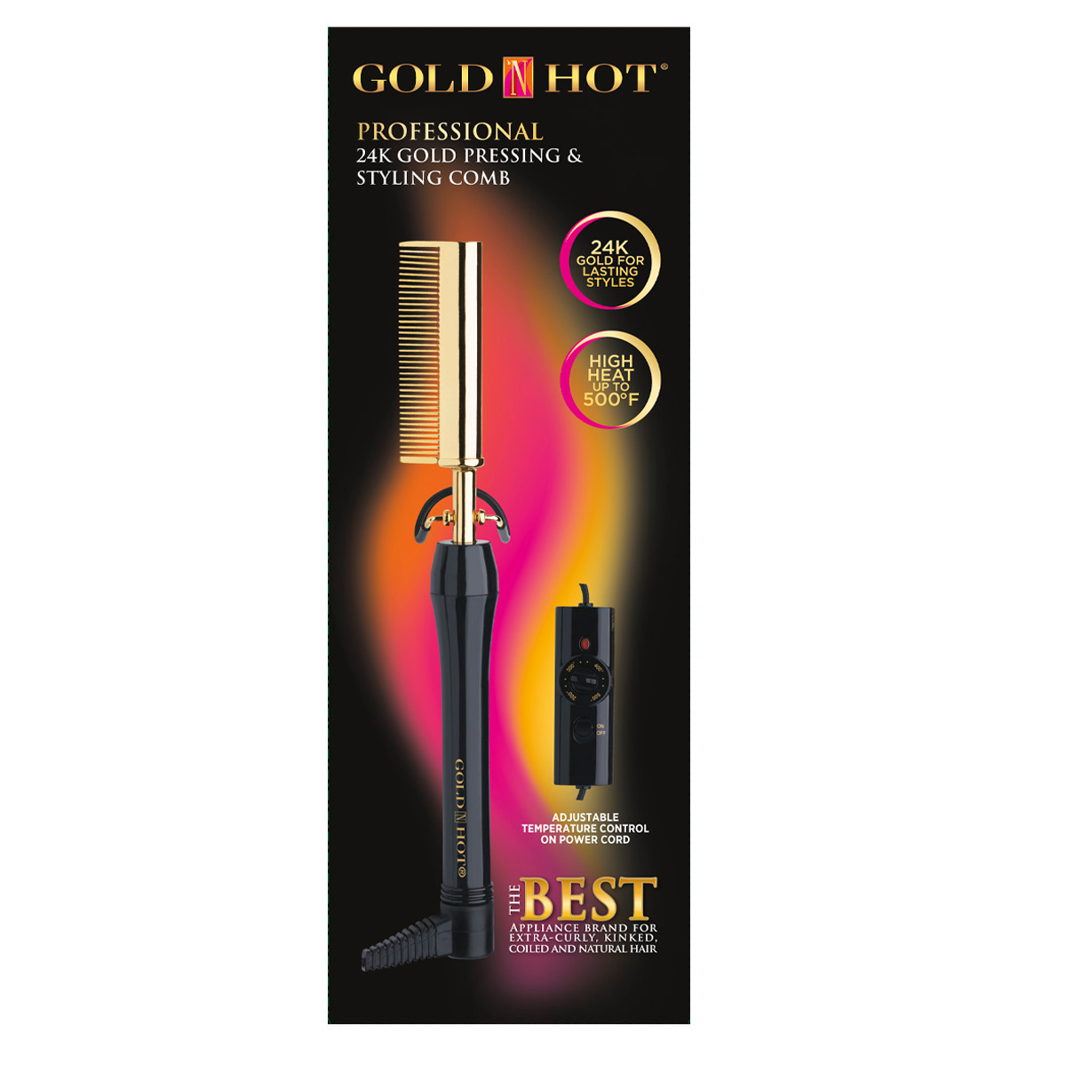 slide 1 of 1, Gold'N Hot Gold Pressing & Styling Comb, 1 ct