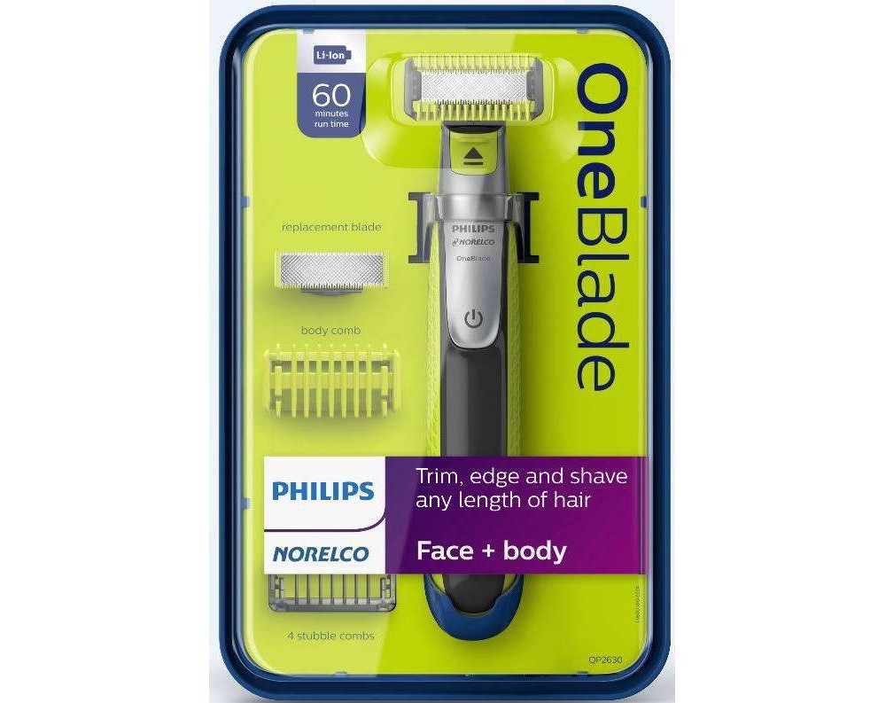 slide 2 of 8, Philips Norelco OneBlade Hybrid Rechargeable Men's Electric Face & Body Trimmer - 10pc - QP2630/70, 10 ct