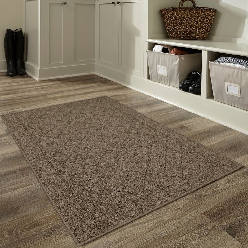 slide 2 of 4, 1'8"x2'6" Washable Diamond Clarkson Tufted And Hooked Accent Rug Tan - Threshold™, 1 ct