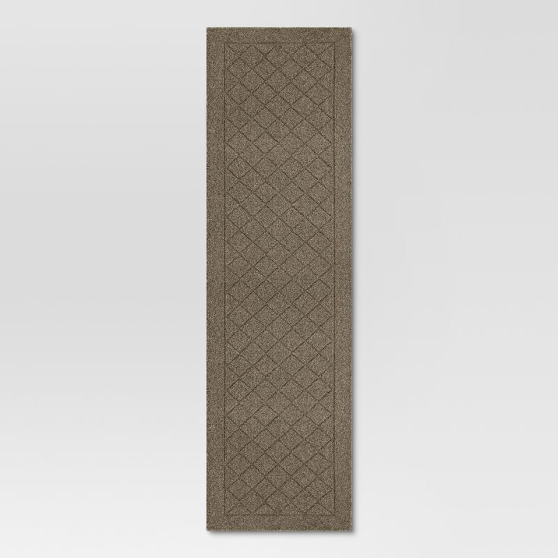 slide 1 of 4, 2'x7' Washable Runner Diamond Clarkson Tufted and Hooked Rug Tan - Threshold™: Indoor Entryway Carpet, Skid-Resistant, 1 ct