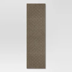 2'x7' Washable Runner Diamond Clarkson Tufted and Hooked Rug Tan - Threshold™: Indoor Entryway Carpet, Skid-Resistant