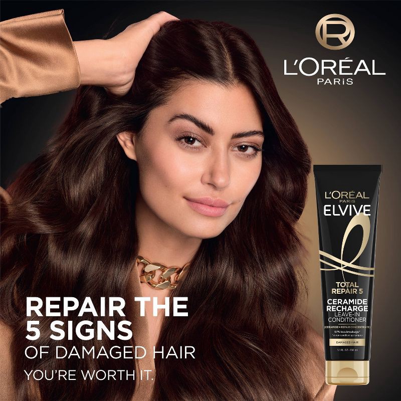 slide 3 of 10, L'Oreal Paris Elvive Total Repair 5 Protein Recharge Leave In Conditioner - 5.1 fl oz, 5.1 fl oz