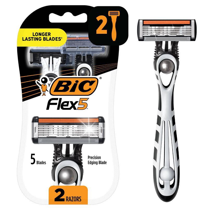 slide 1 of 9, BiC Men's Flex 5 Blades Sensitive Disposable Razors - 2ct, 2 ct