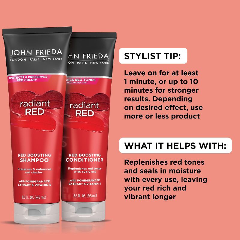 slide 3 of 6, John Frieda Radiant Red Red Boosting Shampoo for Red Hair, Hair Color Protectant for Shades - Red - 8.3 fl oz, 8.3 fl oz