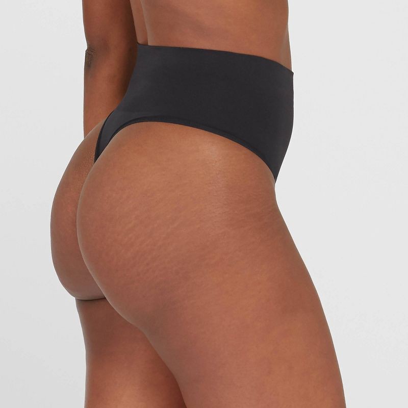 slide 2 of 3, ASSETS by SPANX Women's All Around Smoothers Thong - Black 1X: Medium Control Top, Tummy Slimming, Light Compression, 1 ct