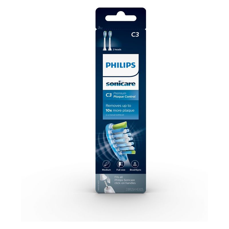 slide 1 of 5, Philips Sonicare C3 Premium 2-in-1 Plaque & Whiten Brush Head - HX9042/65 - White - 2pk, 2 ct