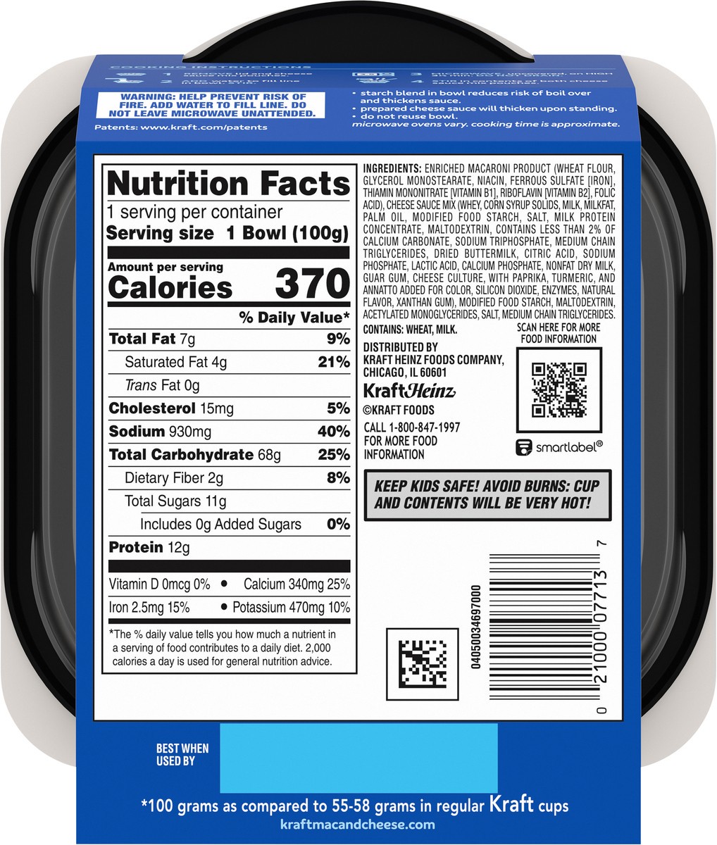 slide 6 of 9, Kraft Original Mac & Cheese Macaroni and Cheese Dinner Big Bowl Dinner, 3.5 oz Tray, 3.5 oz