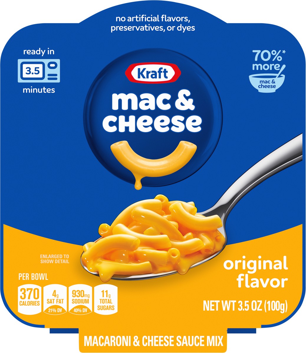 slide 9 of 9, Kraft Original Mac & Cheese Macaroni and Cheese Dinner Big Bowl Dinner, 3.5 oz Tray, 3.5 oz