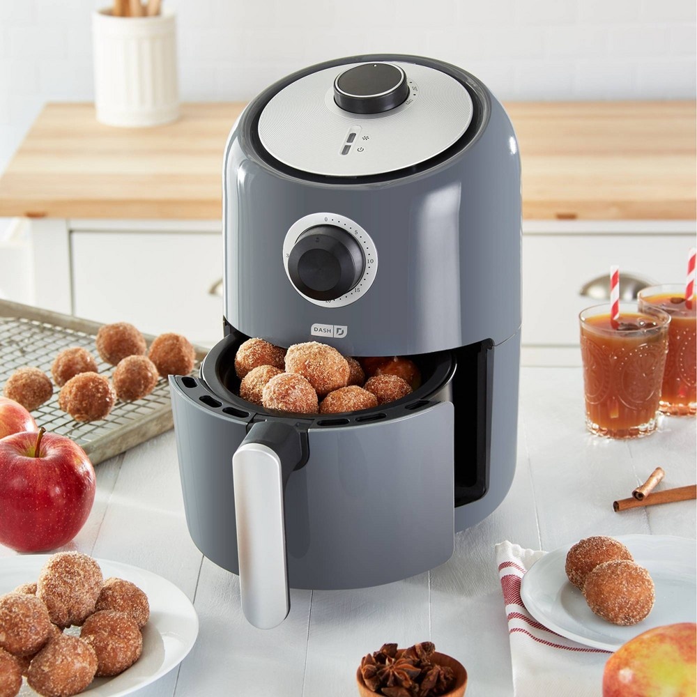 slide 3 of 6, Dash 900W Single Basket Compact Air Fryer - Gray, 1.2 qt