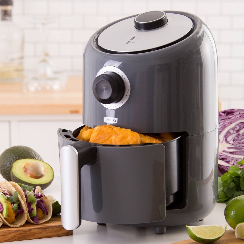 slide 6 of 6, Dash 900W Single Basket Compact Air Fryer - Gray, 1.2 qt