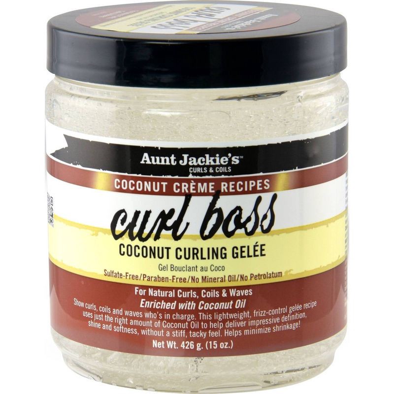 slide 1 of 5, Aunt Jackie's Coconut Creme Recipes Curl Boss Coconut Curling Gelee - 15oz, 15 oz