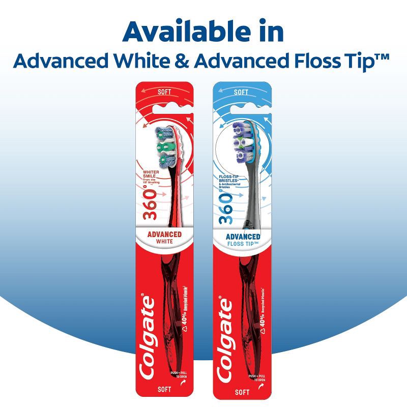 slide 7 of 11, Colgate 360 Advanced Floss-Tip Manual Toothbrush – Medium - 2ct, 2 ct