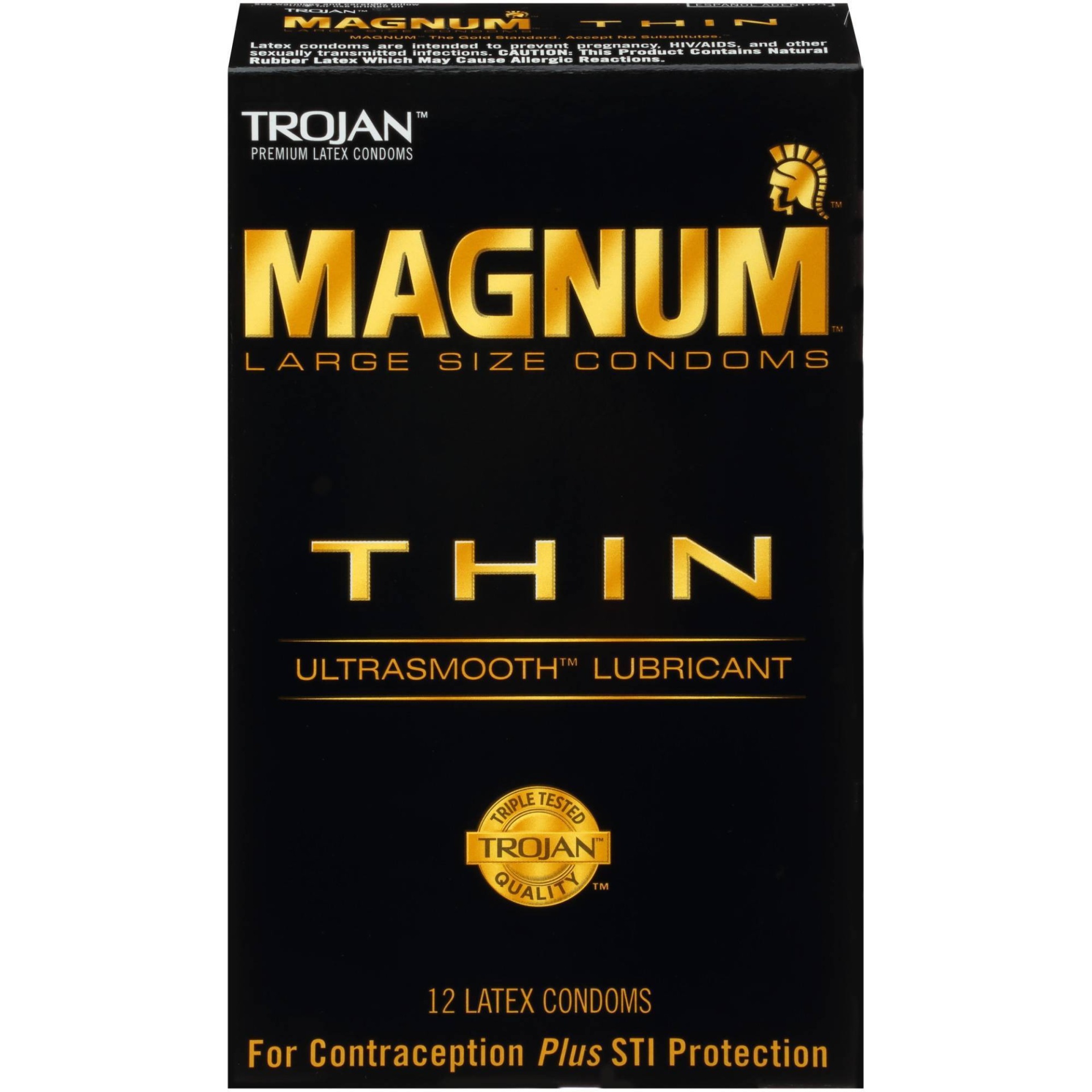 slide 1 of 8, Trojan Magnum Thin Lubricated Condoms, 12 ct