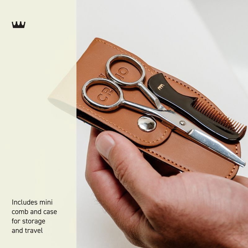 slide 3 of 5, Cremo Beard and Mustache Stainless Steel Shears With Synthetic Leather Carrying Case And Comb For Precise Facial Hair Trimming, 1 ct