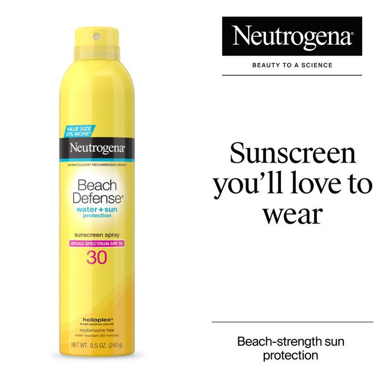 slide 3 of 13, Neutrogena Beach Defense Sunscreen Spray - SPF 30 - 8.5oz, 30 x 8.5 oz