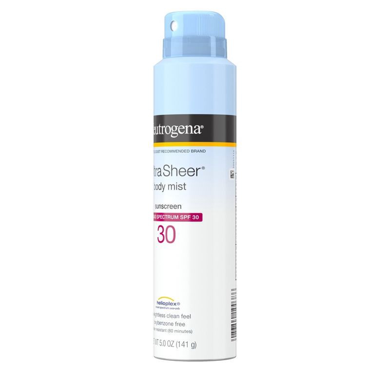 slide 4 of 7, Neutrogena Ultra Sheer Lightweight Sunscreen Spray - SPF 30 - 5oz, 30 x 5 oz