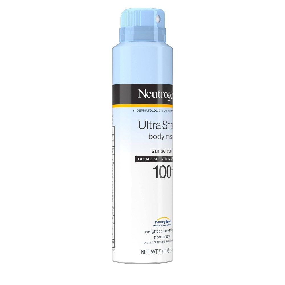 slide 3 of 10, Neutrogena Ultra Sheer Lightweight Sunscreen Spray - SPF 100+, 5 oz