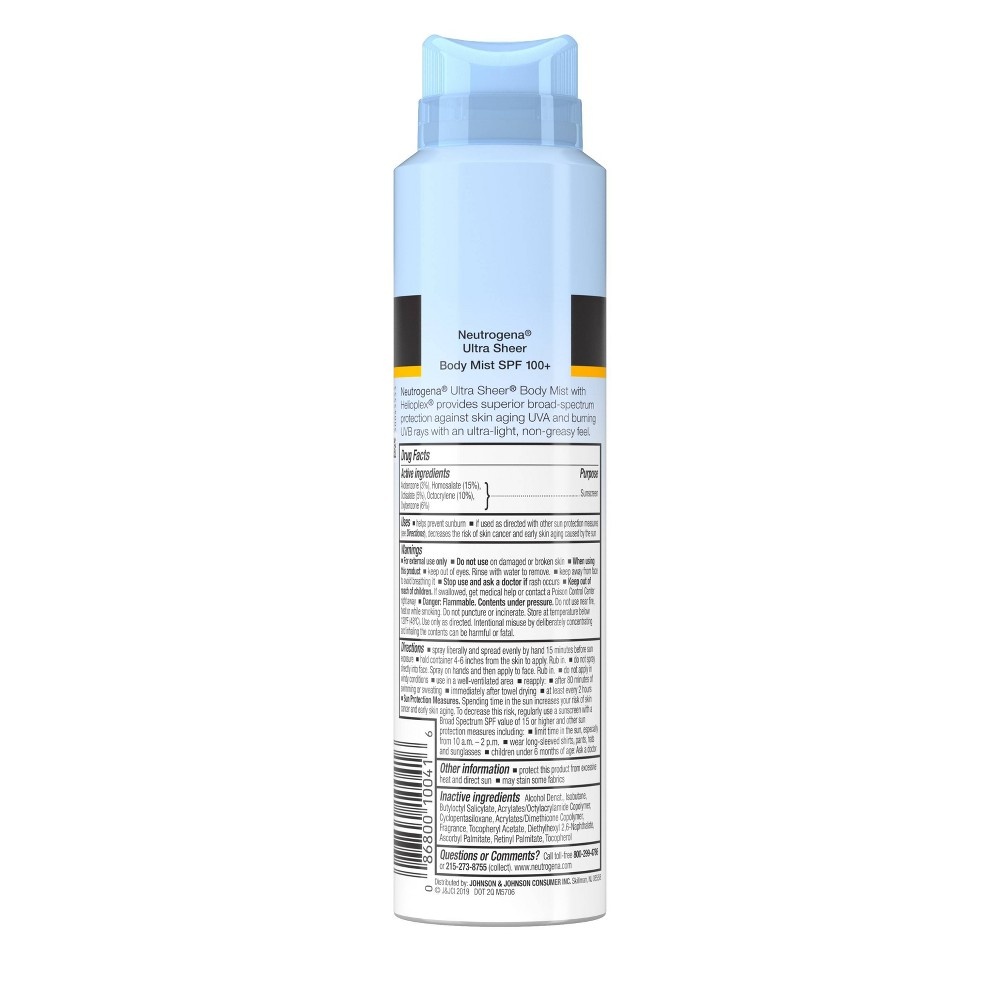 slide 6 of 10, Neutrogena Ultra Sheer Lightweight Sunscreen Spray - SPF 100+, 5 oz