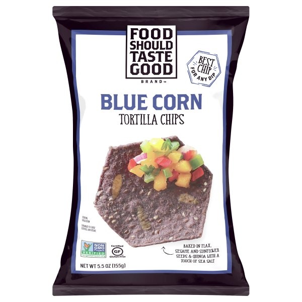 slide 1 of 9, Food Should Taste Good Tortilla Chips Gluten Free non-GMO Blue Corn, 5.5 oz