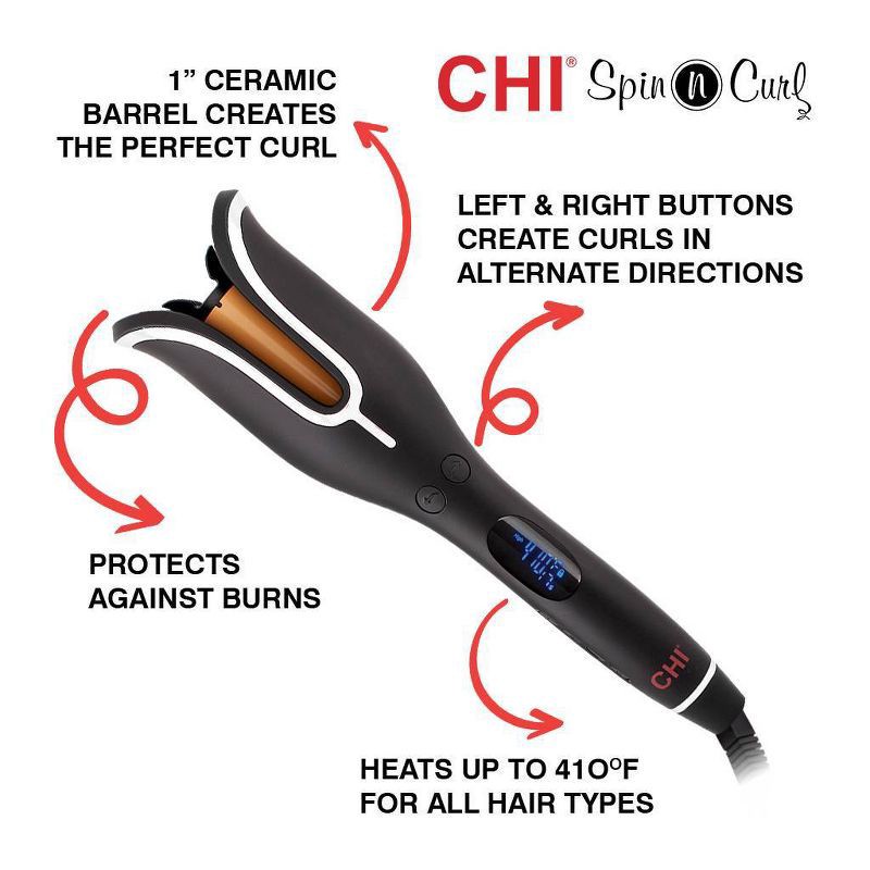 slide 3 of 6, CHI Spin & Curl Ceramic Rotating Curler - Onyx Black, 1 ct