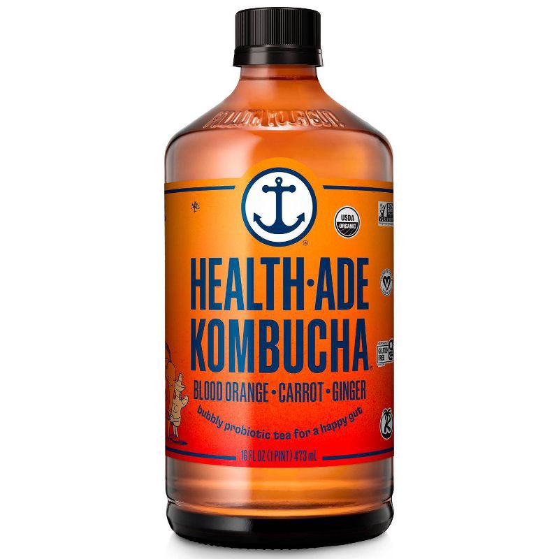 slide 1 of 7, Health-Ade Organic Vegan Blood Orange Carrot Ginger Kombucha - 16 fl oz, 16 fl oz