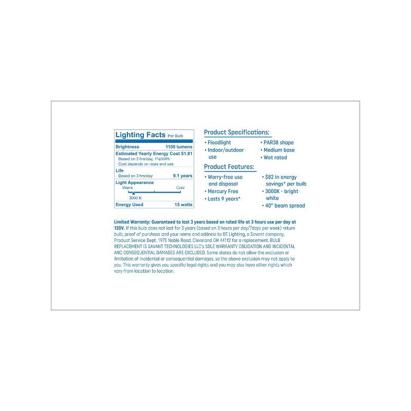 slide 3 of 3, GE Household Lighting GE 2pk 90W PAR38 Light Bulbs Bright White, 2 ct