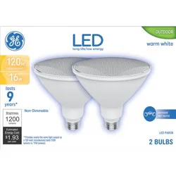 GE Household Lighting GE 2pk 120W Basic PAR38 LED Outdoor Floodlight Bulbs Bright White Light Bulbs