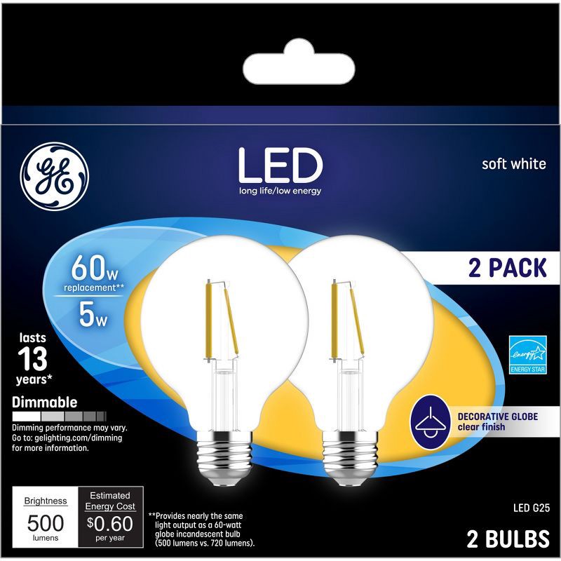 slide 1 of 4, General Electric GE 2pk 60W LED Light Bulbs White, 2 ct