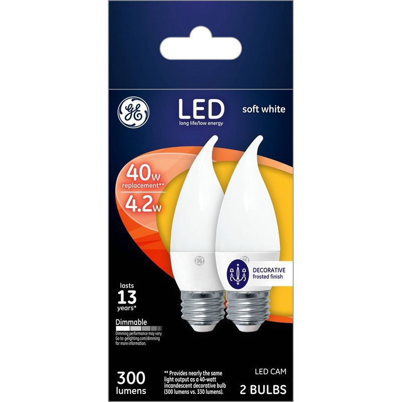 slide 1 of 2, General Electric GE 2pk 40W CAM LED Light Bulbs White, 2 ct