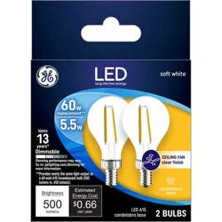 GE Household Lighting GE 2pk 60W A15 LED Ceiling Fan Light Bulbs Clear