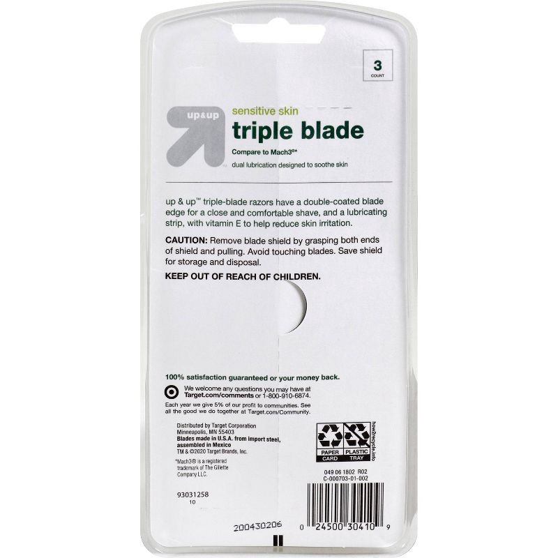 slide 2 of 7, Men's Triple Blade Disposable Razor - 3ct - up&up™, 3 ct