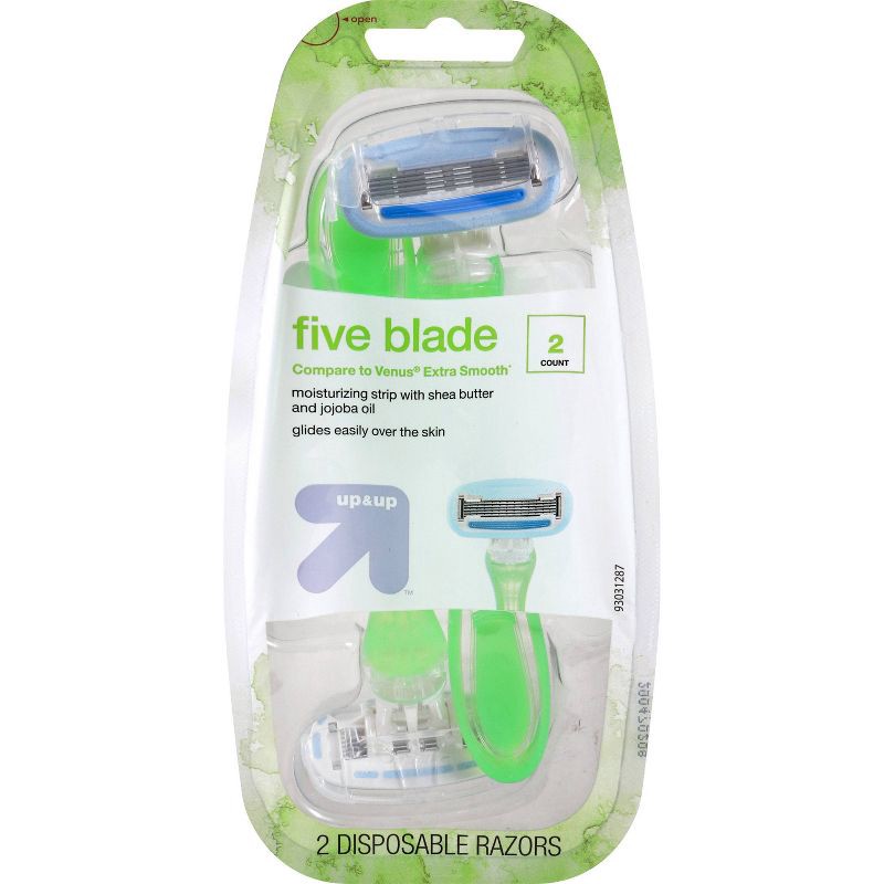 slide 1 of 7, Women's 5 Blade Disposable Razor - 2ct - up&up™, 2 ct