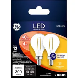 GE Household Lighting GE 2pk 40W A15 LED Ceiling Fan Light Bulbs Clear