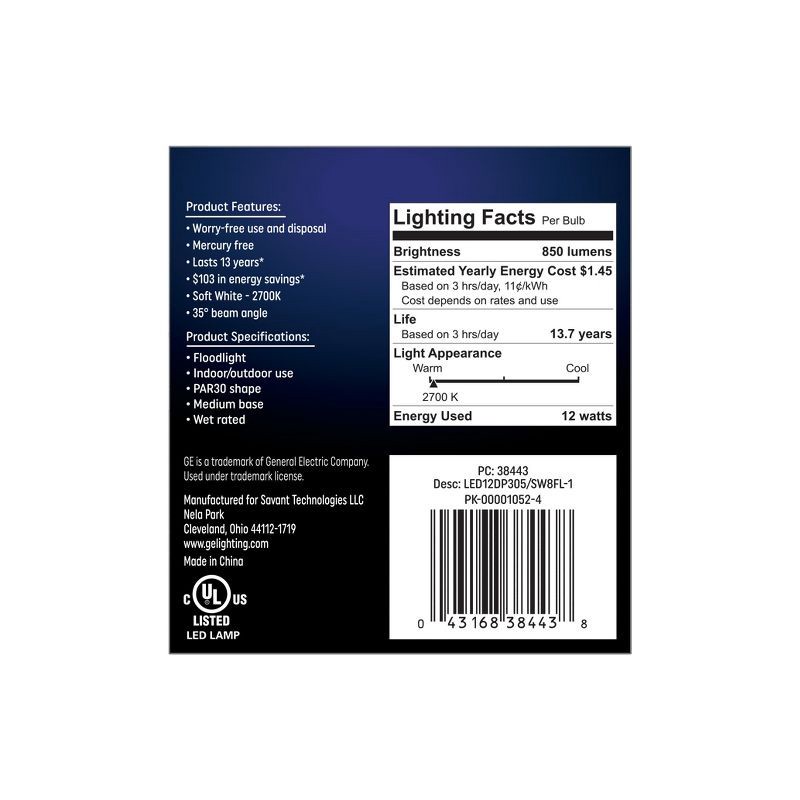 slide 2 of 2, GE Household Lighting GE 75W PAR30 LED Light Bulbs Soft White, 1 ct