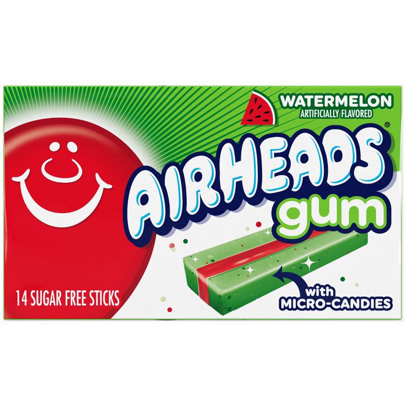 slide 1 of 5, Airheads Watermelon Gum - 14ct/1.23oz, 14 ct, 1.23 oz