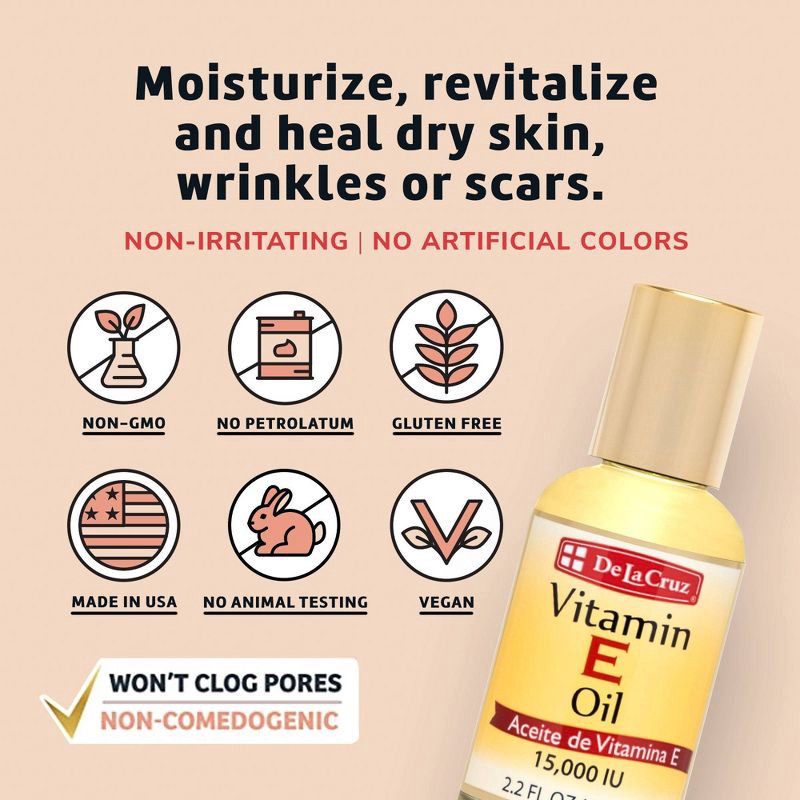 slide 3 of 4, De La Cruz Vitamin E Oil - 2.2 fl oz, 2.2 fl oz