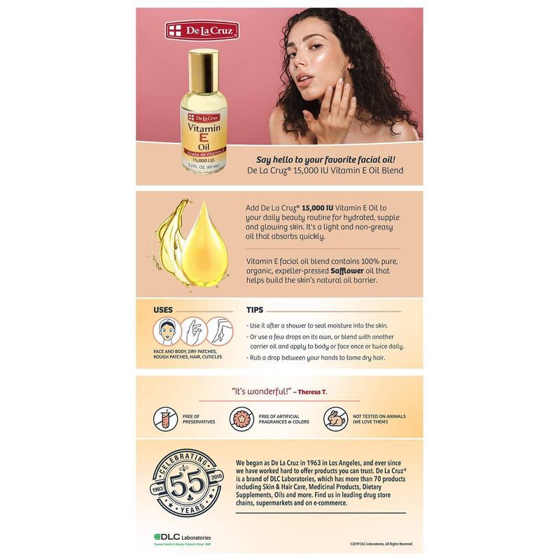 slide 4 of 4, De La Cruz Vitamin E Oil - 2.2 fl oz, 2.2 fl oz