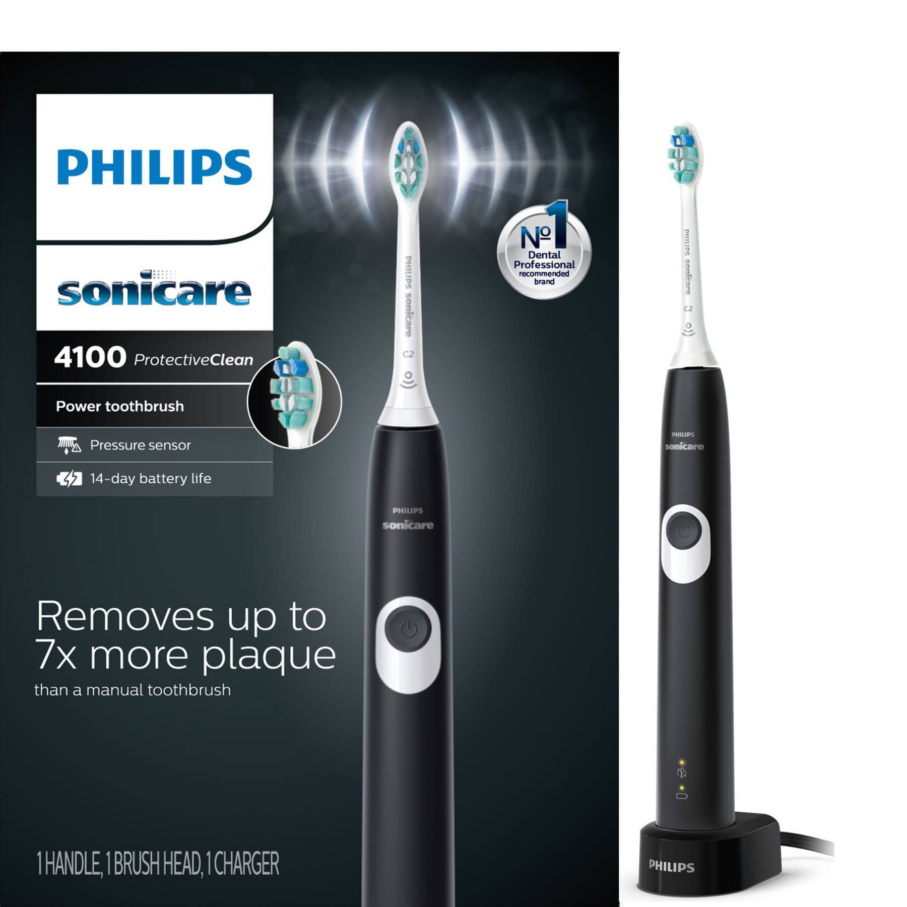 slide 1 of 7, Philips Sonicare Protective Clean 4100 Plaque Control Rechargeable Electric Toothbrush - HX6810/50, 1 ct